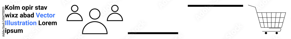 Shopping cart connected to user icons via lines, representing a possible connection. Ideal for e-commerce, online shopping, customer interaction, retail, marketing, sales strategy, and user Shopping cart connected to user icons via lines, representing a possible connection. Ideal for e-commerce, online shopping, customer interaction, retail, marketing, sales strategy, and user