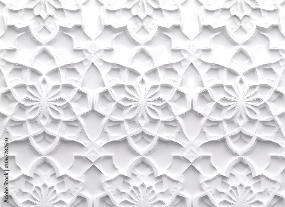 3D white Islamic geometric texture background with Arabic pattern 3D white Islamic geometric texture background with Arabic pattern
