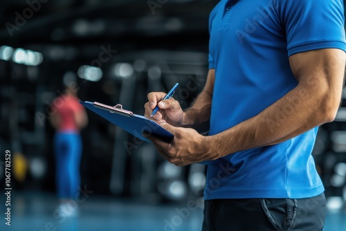 Man Writing on Clipboard