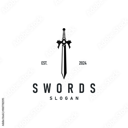 Black silhouette design logo sword war equipment impression blade power