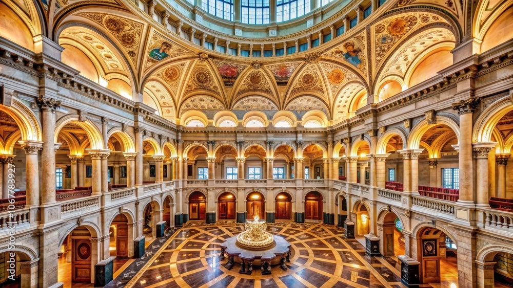 Obraz premium Grand main hall of the Library of Congress in Washington DC , Library of Congress, main hall, Washington DC, grand