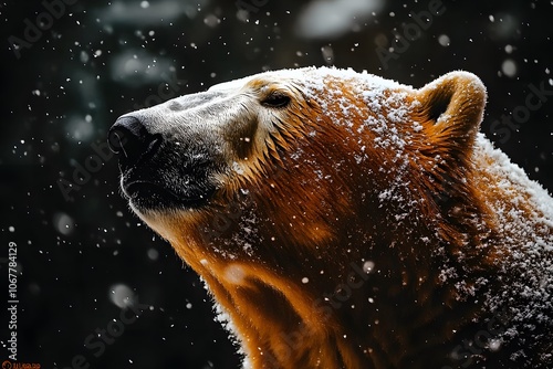 A close-up of a bear in a snowy environment, capturing the beauty of nature. photo