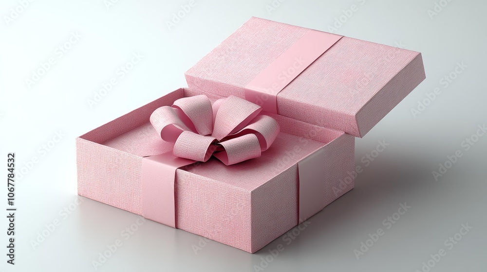 3D Render of Pink Open Gift Box with Ribbon. Generative AI 3D Render of Pink Open Gift Box with Ribbon. Generative AI
