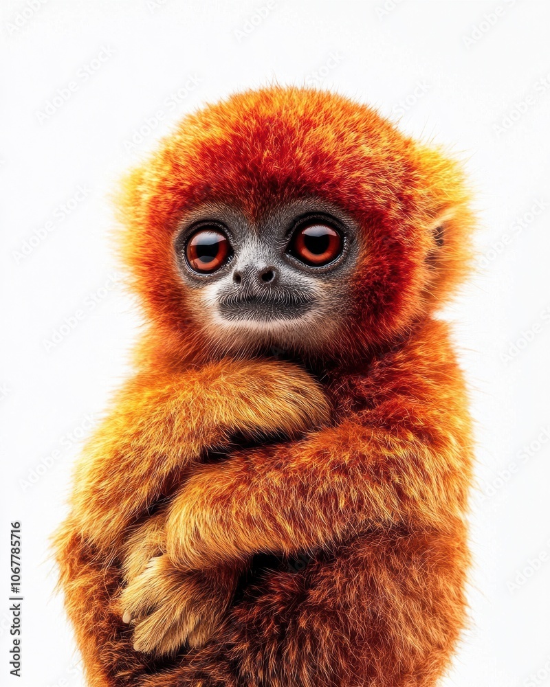 Mystic portrait of baby Loris primate, copy space on right side, Headshot, Close-up View, isolated on white background Mystic portrait of baby Loris primate, copy space on right side, Headshot, Close-up View, isolated on white background