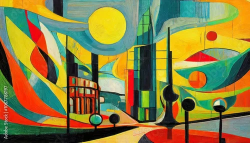 Panel kuchenny z motywem autumn urban landscape abstract painting