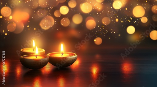 Golden Candles with Bokeh Lights