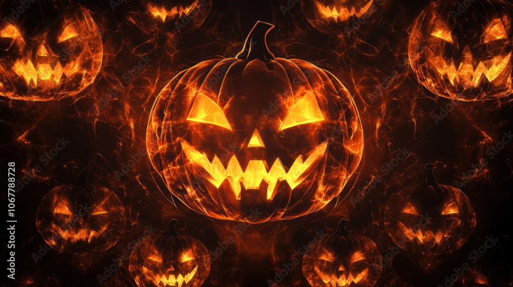 Fototapeta premium Fiery Jack-O-Lanterns
