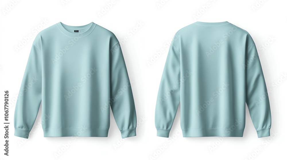 Blue sweatshirt mockup, front and back Blue sweatshirt mockup, front and back