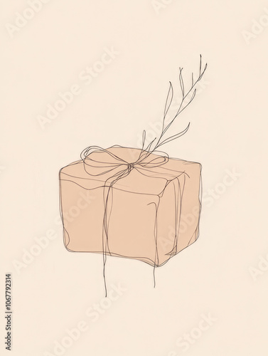 A minimalist illustration featuring a gift box tied with a delicate ribbon, conveying simplicity, elegance, and a touch of personalized celebration in its form.