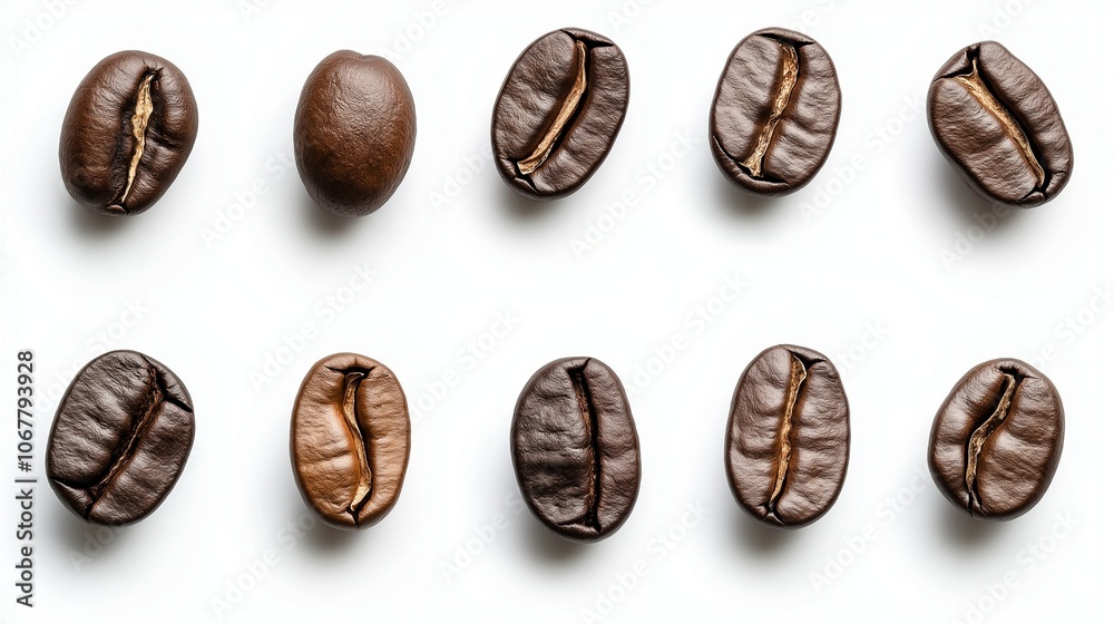 collection of coffee beans isolated on white background collection of coffee beans isolated on white background