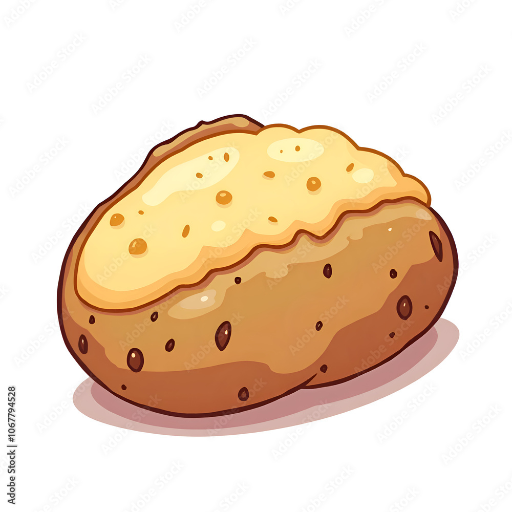 Experience the comfort and joy of a perfectly cheesy baked potato today , digital illustration of food illustration concept. Experience the comfort and joy of a perfectly cheesy baked potato today , digital illustration of food illustration concept.