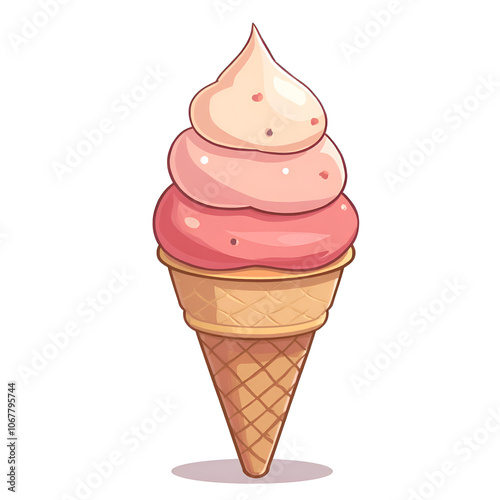 Indulge in the sweetness of a perfectly swirled ice cream cone, digital art of food illustration concept.