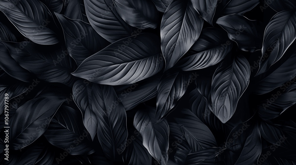 Abstract Black Leaves Texture for Dark Nature Background Abstract Black Leaves Texture for Dark Nature Background