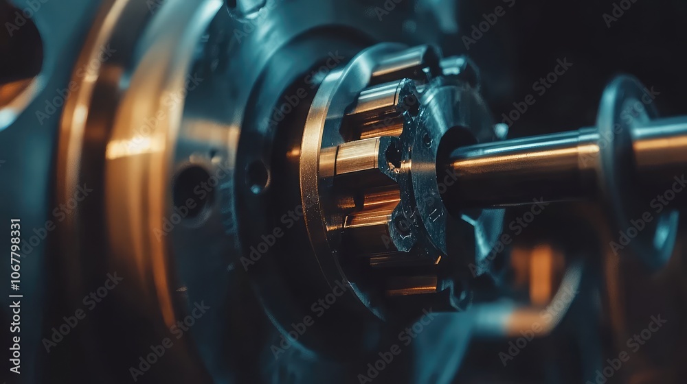 Close-Up of Mechanical Gear and Machinery Components Close-Up of Mechanical Gear and Machinery Components