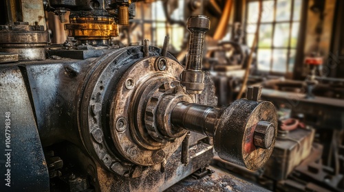 Detailed Close-Up of Vintage Mechanical Equipment