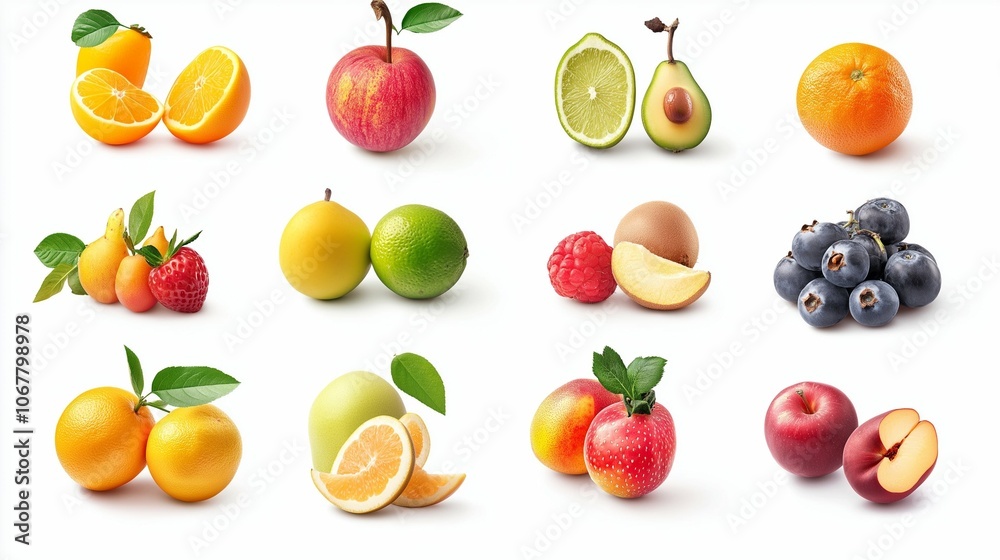 collection of healthy fruits isolated on white background collection of healthy fruits isolated on white background