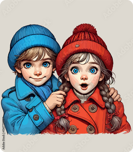Cute Winter Portraits of Brother and Sister