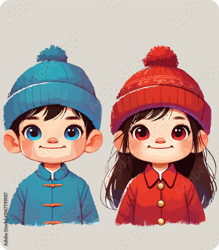 Cute Winter Portraits of Brother and Sister