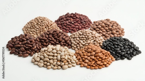 Variety of Raw Beans in Circular Arrangement