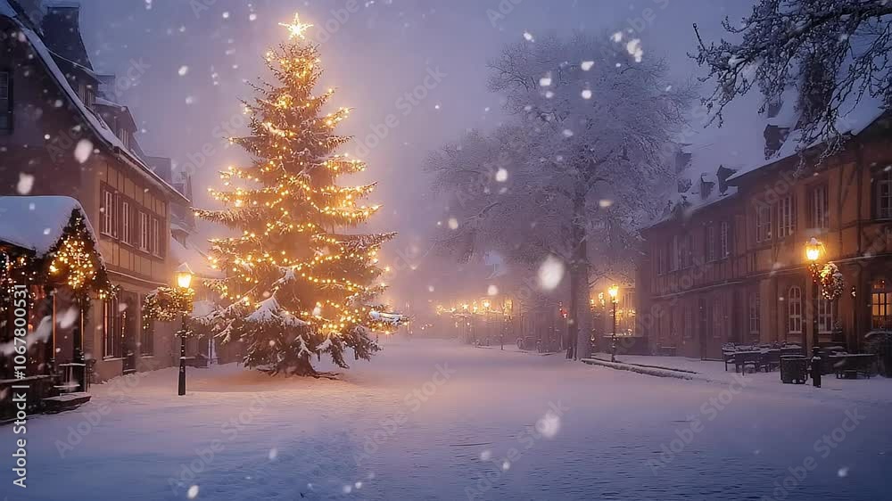 Festive Snowy Christmas Tree Seamless Looping Background Video Festive Snowy Christmas Tree Seamless Looping Background Video