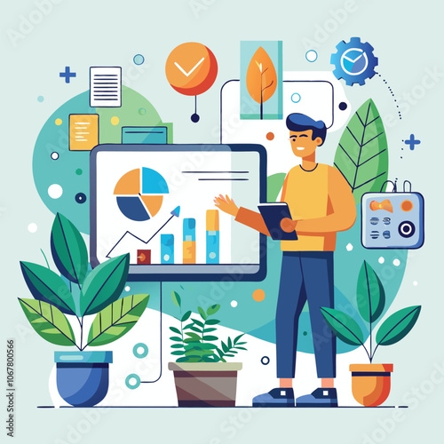 Eco-Friendly Technology Bio informatic Green Tech Vector Illustration Design Flat Style Elements