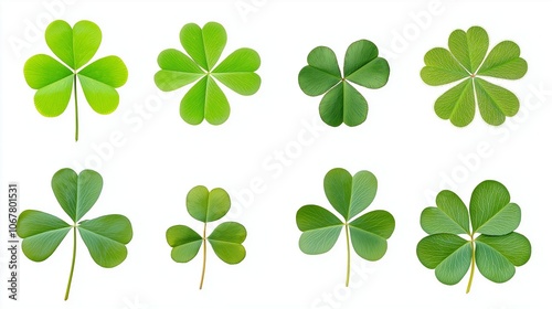 clover leaf collection isolated on white background