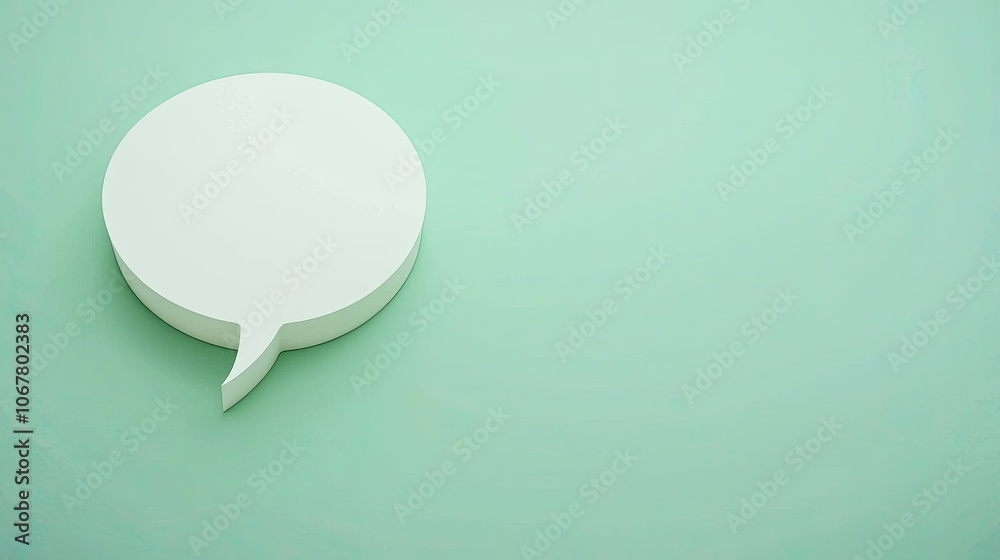 White speech bubble on a mint green background, isolated for clarity. White speech bubble on a mint green background, isolated for clarity.