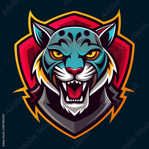 Dynamic esports logo featuring a fierce jaguar in a stylized design with vibrant colors and sharp lines, representing a competitive gaming team