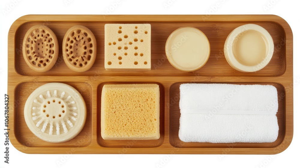 Spa Essentials on a Wooden Tray for Relaxation
