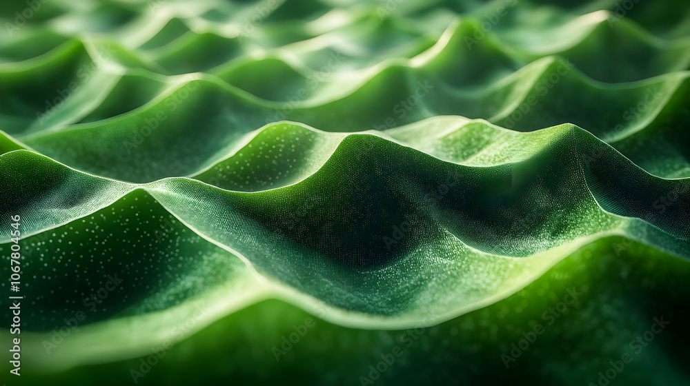 Abstract Green 3D Wavy Surface Illustration