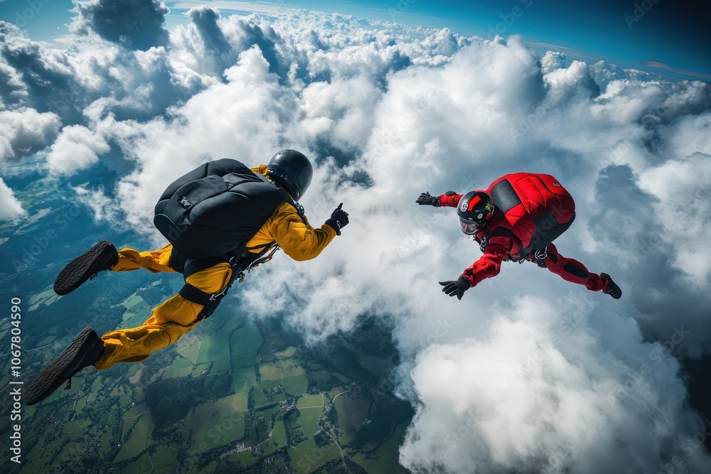 Fototapeta premium skydiver falling from the clouds