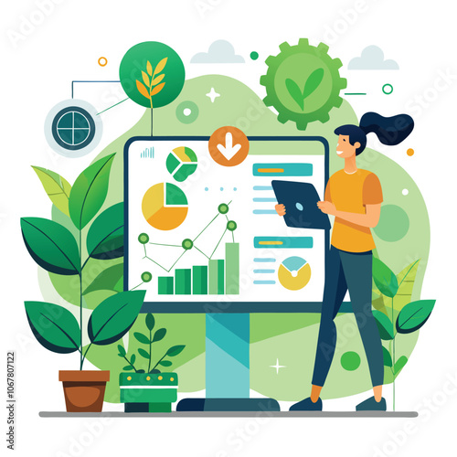 Eco-Friendly Technology Bio informatic Green Tech Vector Illustration Design Flat Style Elements