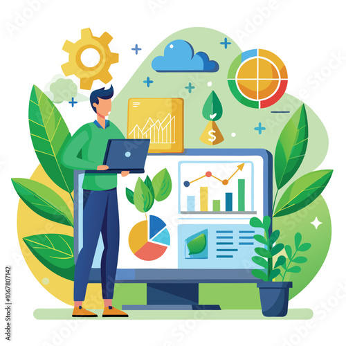 Eco-Friendly Technology Bio informatic Green Tech Vector Illustration Design Flat Style Elements