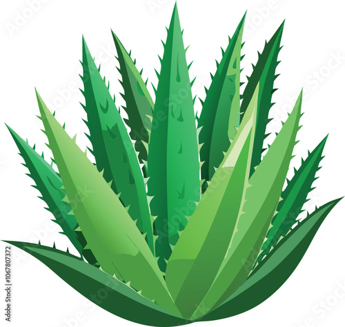 realistic set of aloe vera no background