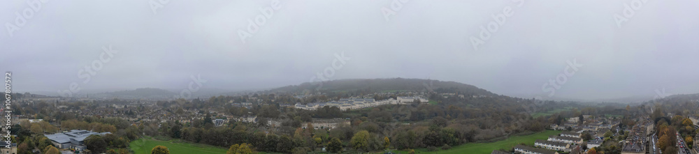 Aerial Panoramic View of Historical Walcot Bath City of England Which is Located in North East of Somerset, United Kingdom. High angle Footage Was Captured During Mostly Cloudy Early Morning Aerial Panoramic View of Historical Walcot Bath City of England Which is Located in North East of Somerset, United Kingdom. High angle Footage Was Captured During Mostly Cloudy Early Morning