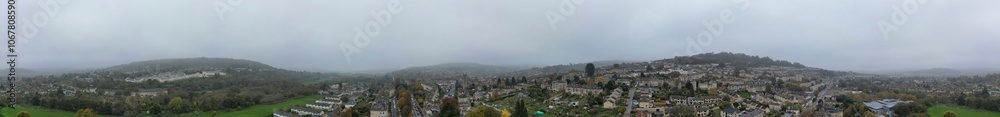 Aerial Panoramic View of Historical Walcot Bath City of England Which is Located in North East of Somerset, United Kingdom. High angle Footage Was Captured During Mostly Cloudy Early Morning Aerial Panoramic View of Historical Walcot Bath City of England Which is Located in North East of Somerset, United Kingdom. High angle Footage Was Captured During Mostly Cloudy Early Morning