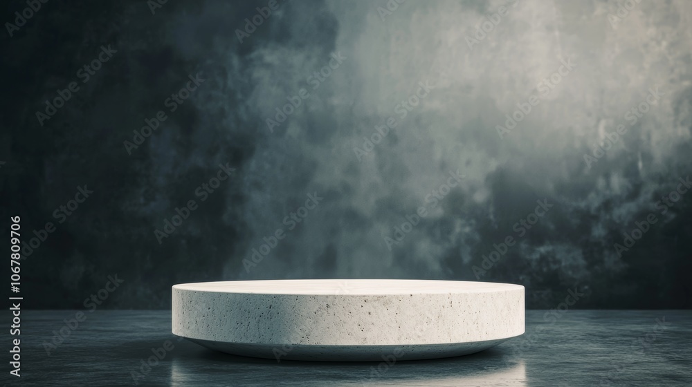 Minimalist Round White Plate on Dark Background Minimalist Round White Plate on Dark Background