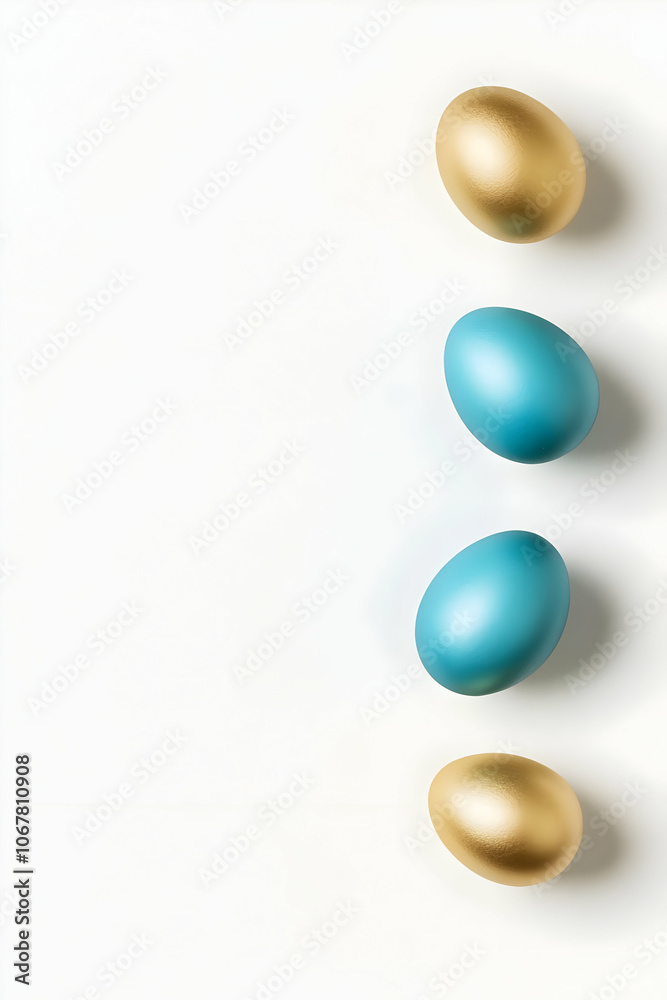 Cute easter egg background image - A minimalist arrangement of colorful decorative eggs on a white background. Cute easter egg background image - A minimalist arrangement of colorful decorative eggs on a white background.