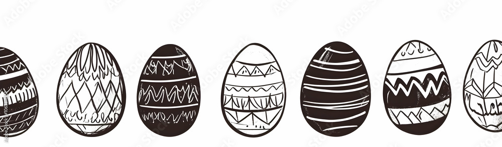 Cute easter egg background image - A row of decorated Easter eggs featuring various intricate patterns. Cute easter egg background image - A row of decorated Easter eggs featuring various intricate patterns.