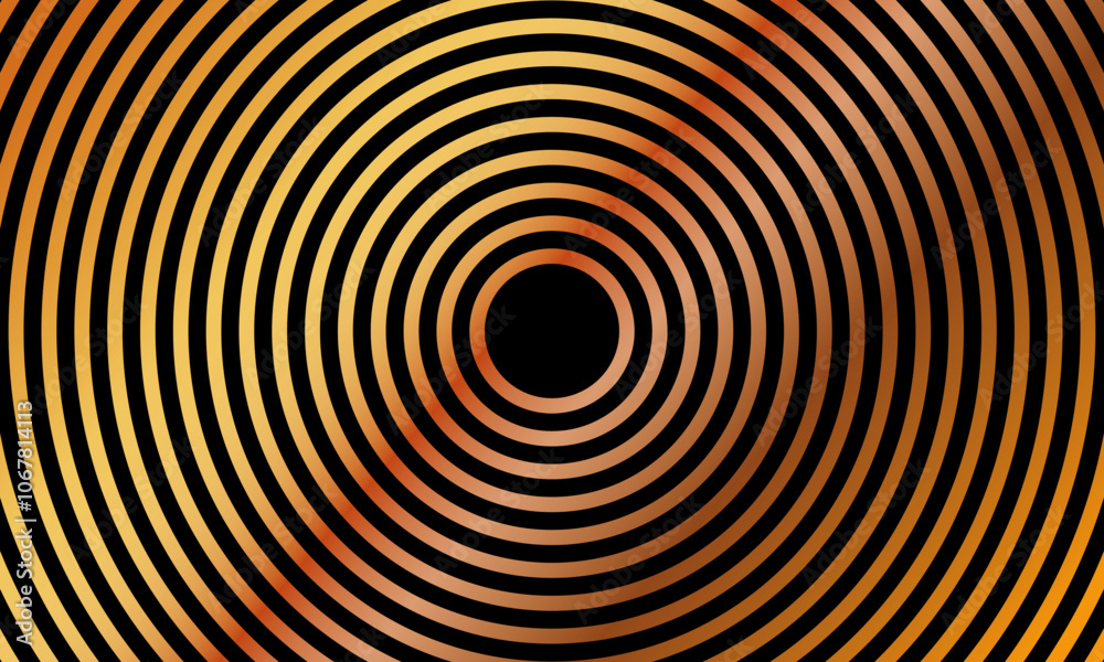 Obraz premium Concentric circle. Circular line pattern glow gold metallic background.