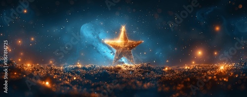 Christmas Nativity Star in the Night Sky with Bokeh Effect, Bright Starry Background, Jesus Birth Illustration, Ultra High Resolution