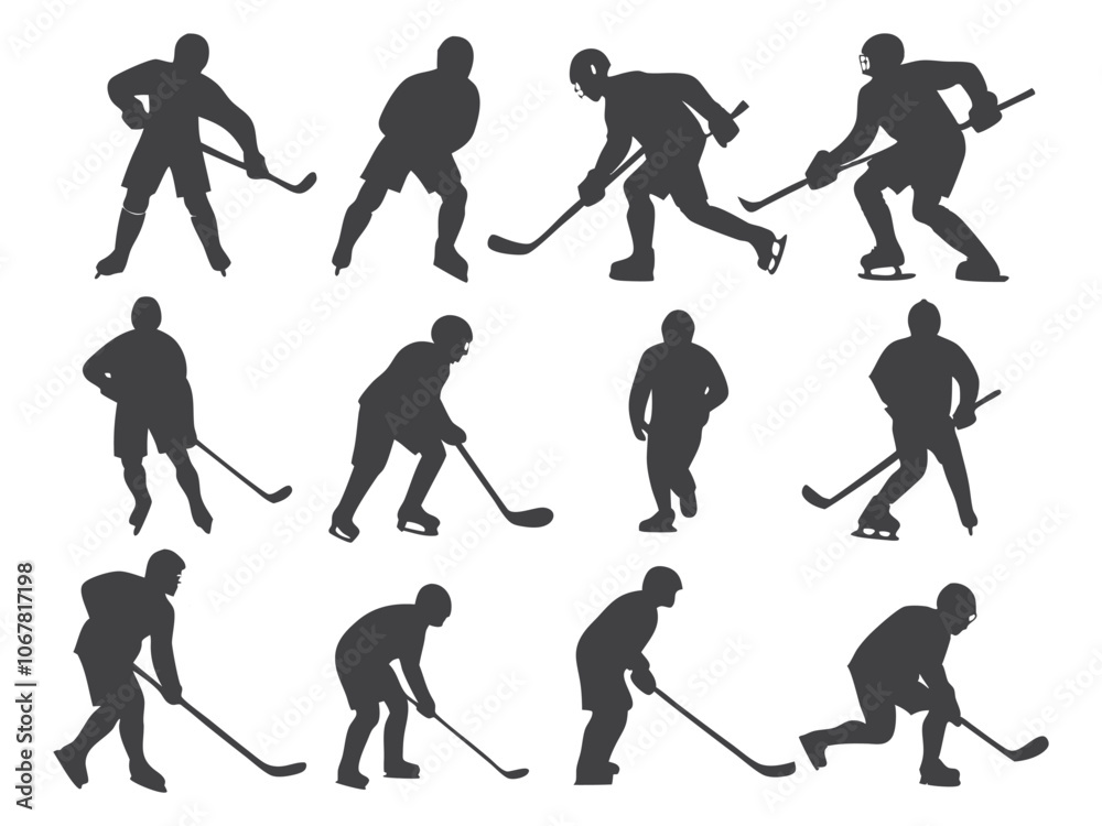 Naklejka premium set hockey player silhouette hockey player