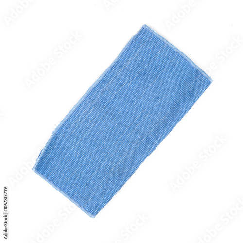 Blue duster microfiber cloth for cleaning isolated on white background