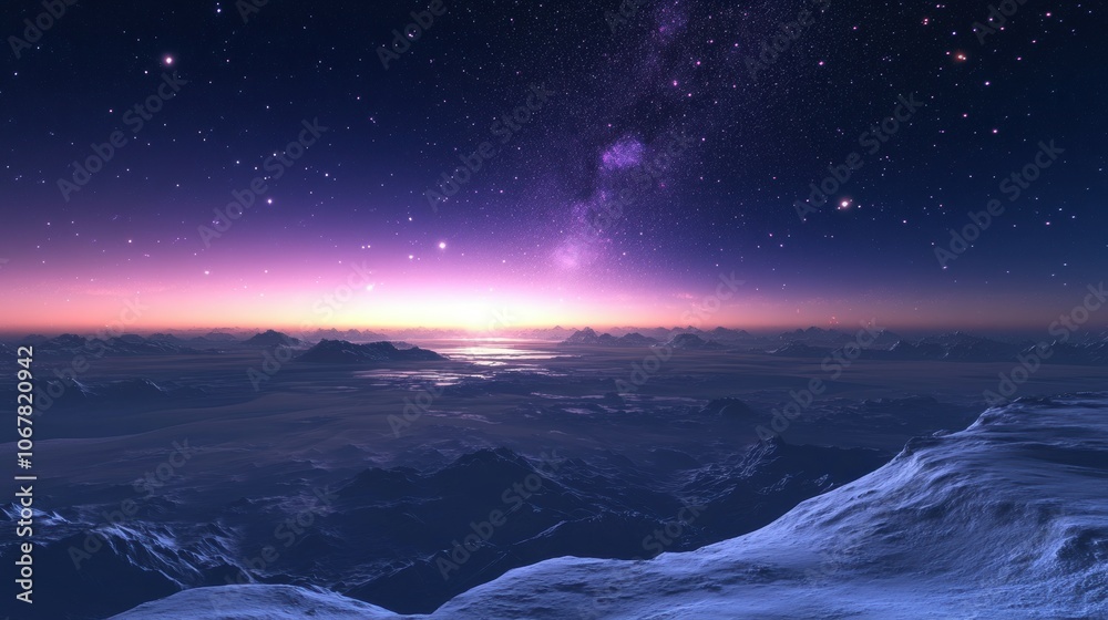 Witness the breathtaking beauty of a winter evening sky filled with stars Witness the breathtaking beauty of a winter evening sky filled with stars
