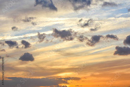 Beautiful, colorful clouds at sunset sky 