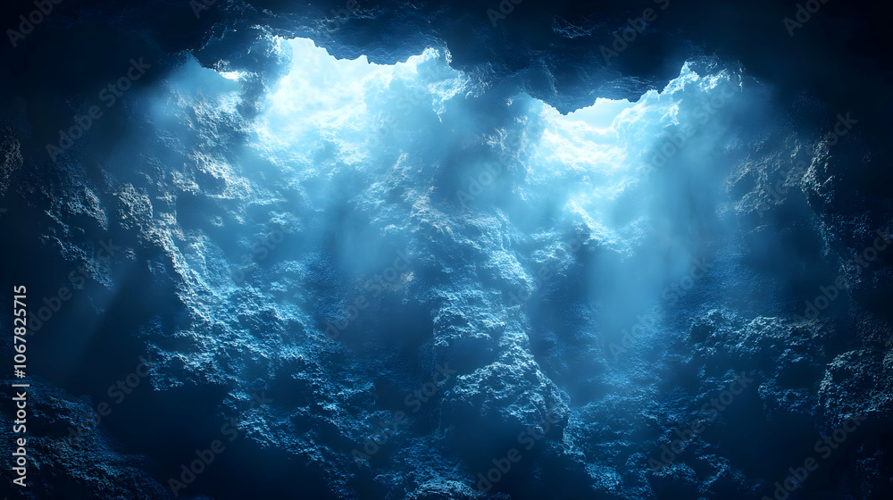 Dark Cave Opening with Blue Light Illustration Dark Cave Opening with Blue Light Illustration