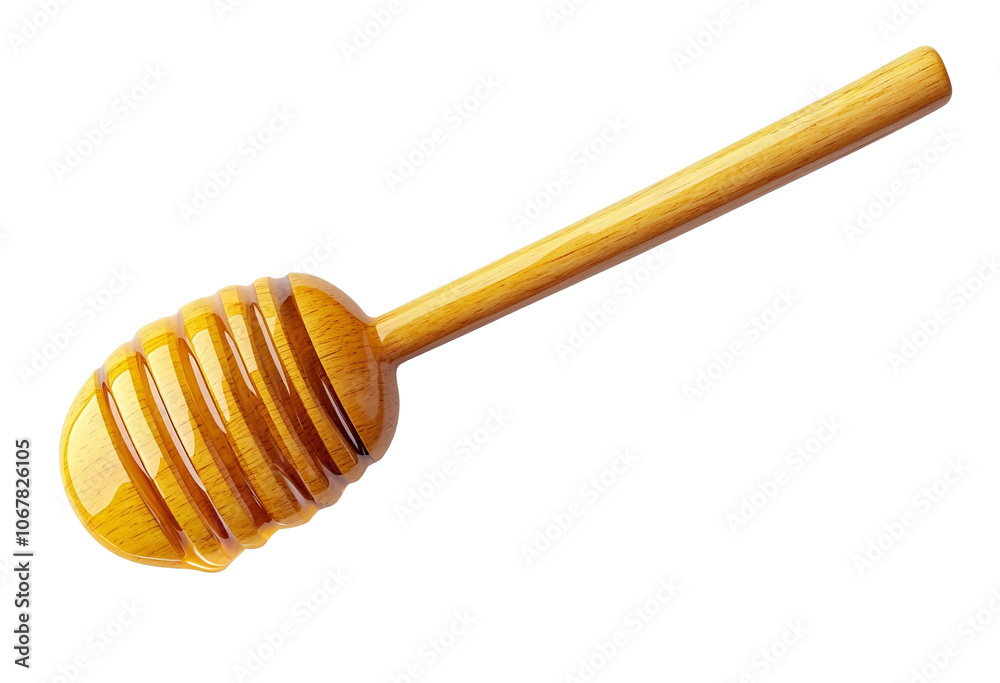 Wooden honey dipper, on a transparent background Wooden honey dipper, on a transparent background