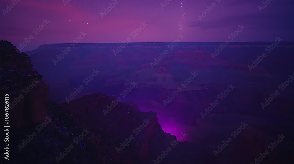 Obraz premium A Deep Purple Sunset Over the Grand Canyon