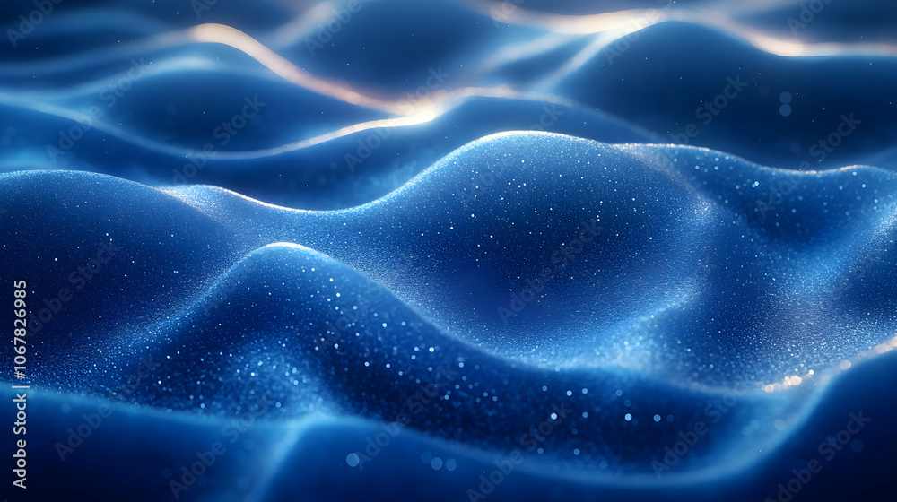 Abstract 3D Blue Wavy Background With Sparkling Dust Abstract 3D Blue Wavy Background With Sparkling Dust