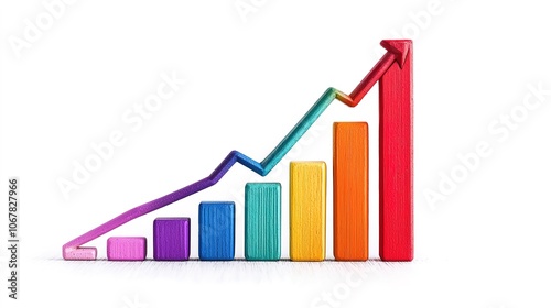 Free Download A colorful bar chart displaying growth trends, featuring vertical bars in various shades, topped with an upward arrow. - GFXLoad